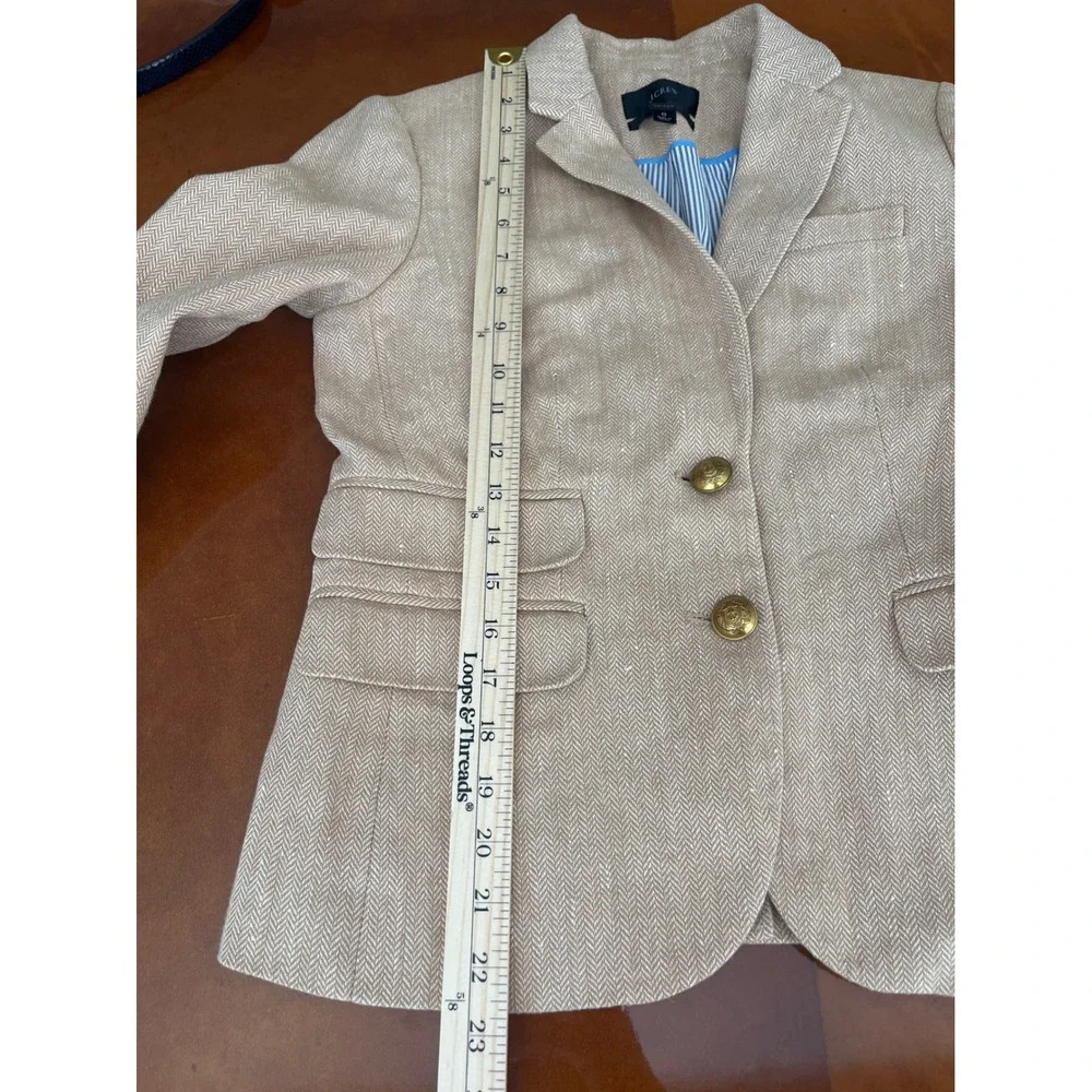 J. Crew Womens 0 Dalton Blazer Beige Tan Herringbone Tweed Office